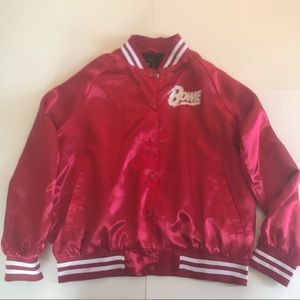 Forever 21 David Bowie Red Satin Jacket Size L